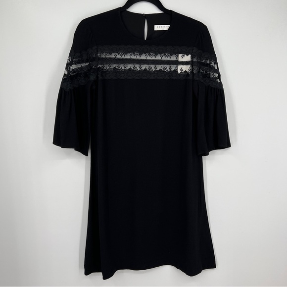 Sandro Paris Sully Black Lace Mesh Inset Dress Nwt Small - Picture 1 of 14